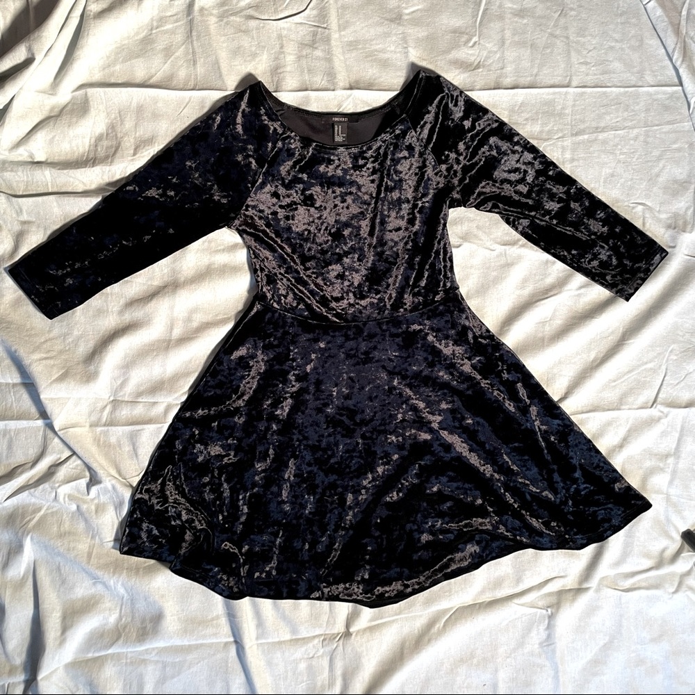 Black Velvet Skater Dress